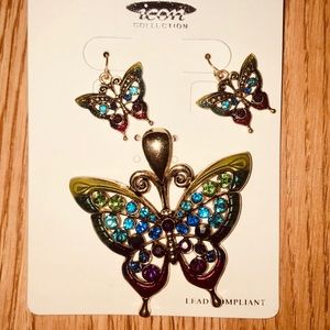 Icon Collection Butterfly Pendant & Earring Set